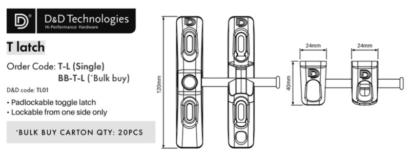 D&D T-LATCH - Padlockable (TL01) - Image 2