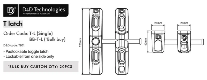 D&D T-LATCH - Padlockable (TL01) - Image 2