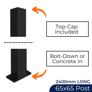 Security Fencing Post – 65x65mm x 2400mm Galvanised Steel – B