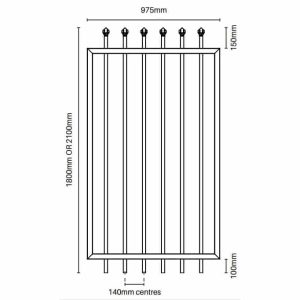 Security Fencing - Gate 2100H x 975W - Steel Spear Top Gate Black - Image 2