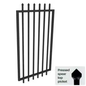 Security Fencing - Gate 1800H x 975W - Aluminium Spear Top Gate Black
