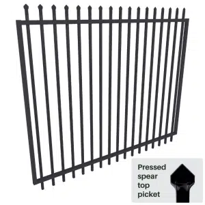 Security Fencing - Gate 2100H x 2450W - Steel Spear Top Gate Black