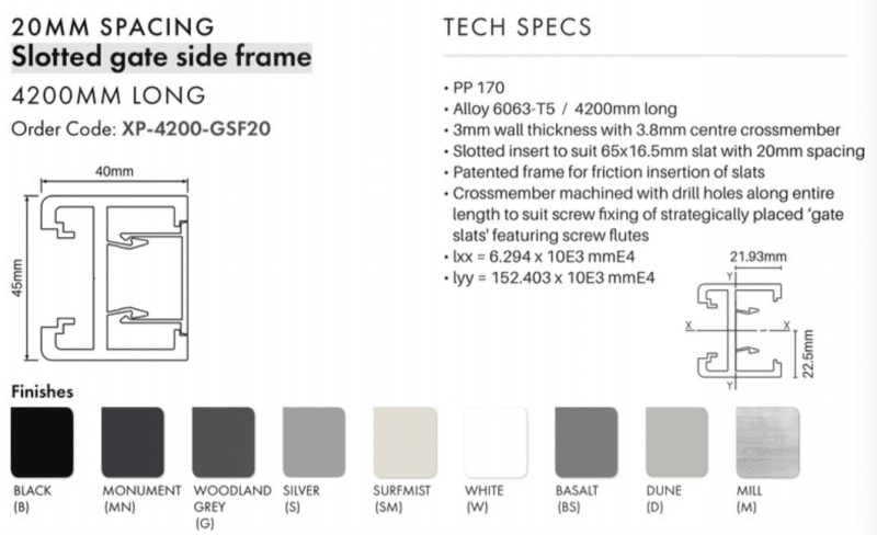 CTS - XPS – GATE SIDE FRAME – 20MM – W - Image 2