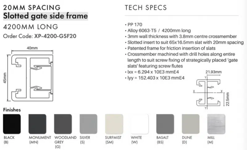 CTS - XPS – GATE SIDE FRAME – 20MM – BS - Image 2