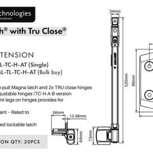 D&D Magna Latch - TOP PULL LATCH - Lockable - TRU CLOSE Hinge - Image 2