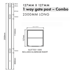 COMBINATION: 1 Way Gate Post - 2500H - Image 2