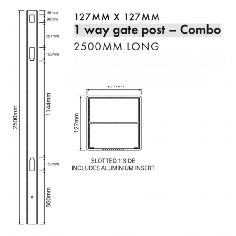 COMBINATION: 1 Way Gate Post - 2500H - Image 2