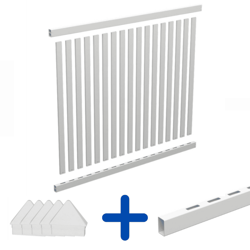 VERTICAL PICKET KIT: Fence Panel - 2338W x 1800H | MidRail | Paling Toppers