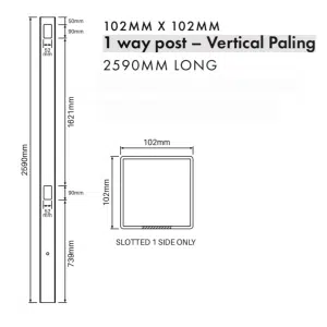 VERTICAL PALING: 1 Way Post - 2590H - Image 2