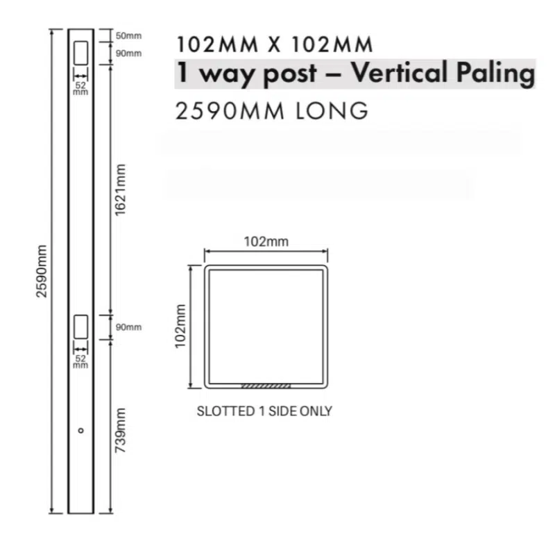 VERTICAL PALING: 1 Way Post - 2590H - Image 2